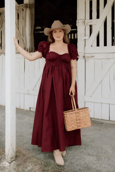 Worth Collective Olivia Maxi Dress in Burgundy - Bump Friendly & Inclusive Sizing