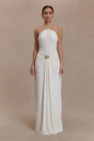 MESHKI Quincy Halter Maxi Dress With Hardware
