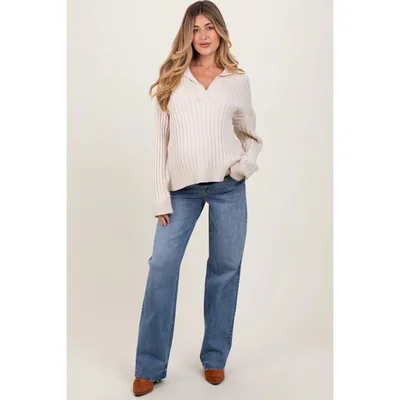 Target PinkBlush Blue Vintage Wash Raw Hem Wide Leg Maternity Jeans Blue 29