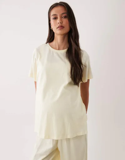 ASOS mix & match cotton pajama set in buttermilk