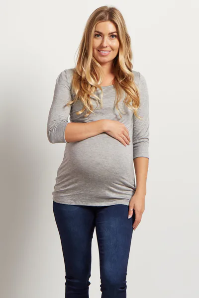 PinkBlush Grey 3/4 Sleeve Maternity Shirt
