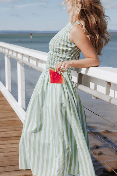 Petal & Pup Maleny Maxi Dress - Blue/Green Stripe