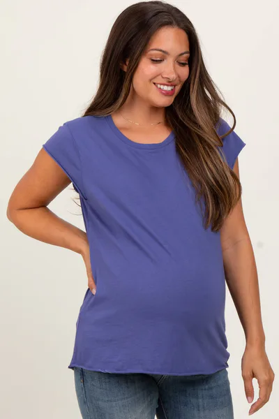PinkBlush Navy Soft Cap Sleeve Maternity T-Shirt Top