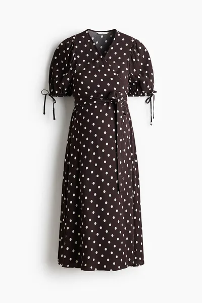 H&M MAMA Puff-sleeved wrap dress