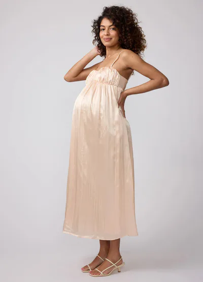 Ingrid & Isabel Satin Slip Maxi Maternity Dress