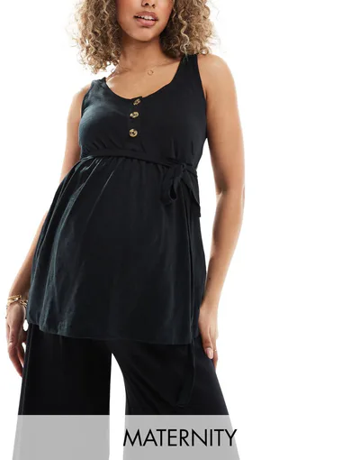 ASOS Mamalicious Maternity 2 function nursing button up top in black