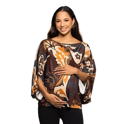 Kohl's Maternity 24Seven Comfort Apparel Paisley Print Dolman Sleeve Top