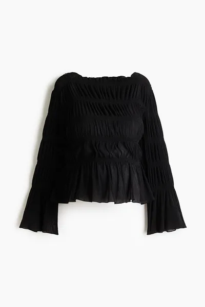 H&M MAMA Boat-Neck Smocked Top