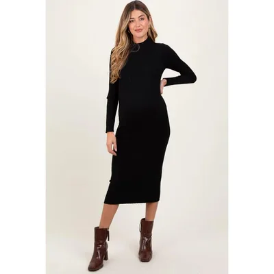 Target Pinkblush Black Mock Neck Ribbed Maternity Sweater Dress XL