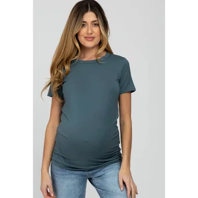 Target Pinkblush Blue Basic Short Sleeve Maternity Top Large