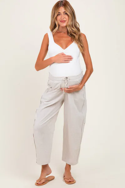 PinkBlush Grey Textured Maternity Pants