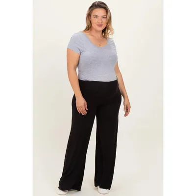 Target Pinkblush Black Fold Over Waist Wide Leg Maternity Plus Lounge Pants 2X
