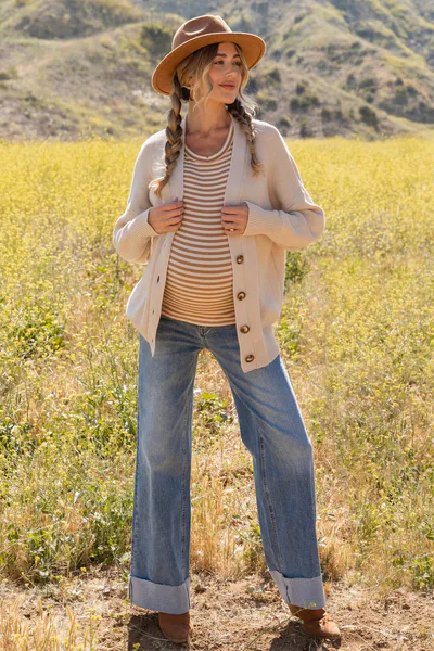 PinkBlush Blue Straight Cuffed Maternity Jeans