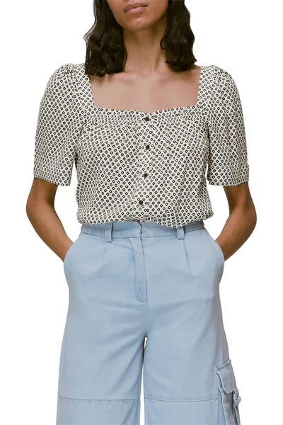 For The Creators Tia Square Neck Daisy Blouse