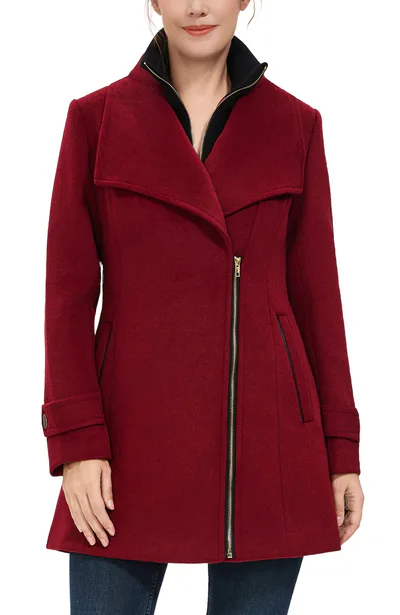 Kimi + Kai Kimi + Kai Women's "Kinsley" Wool Blend Zip Front Walking Coat