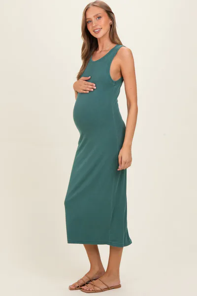 PinkBlush Hunter Ribbed Maternity Midi Tank Dress