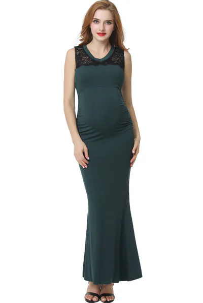 Kimi + Kai Kimi + Kai Maternity "Tilda" Lace Trim Mermaid Maxi Dress