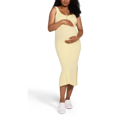 Target Women's Sleeveless Nursing Henley Midi Maternity Dress - Pastel Yellow - Size: Small - Motherhood Maternity