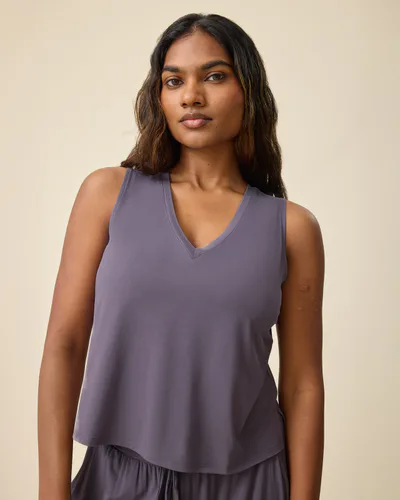 Kindred Bravely Aria Bamboo Cropped V-neck Tank | Granite