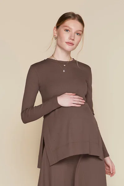 Apparalel Ventt Maternity Top in Hazelnut