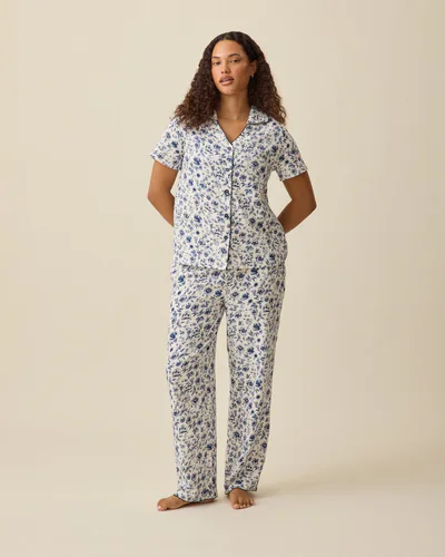Kindred Bravely Cotton Bamboo Pajama Set | Navy Toile