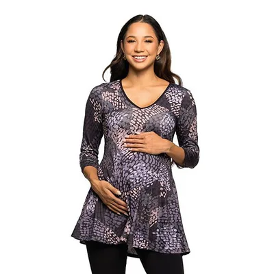Kohl's Maternity 24Seven Comfort Apparel Abstract Print V-Neck Tunic Top