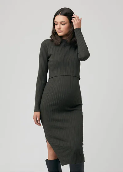 Ingrid & Isabel Ripe Maternity Nella Rib Nursing Sweater Dress