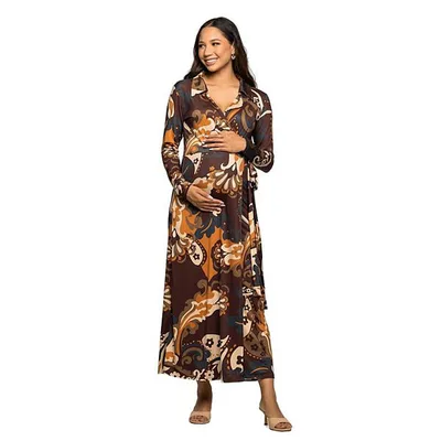Kohl's Maternity 24Seven Comfort Apparel Paisley Empire Waist Maxi Dress