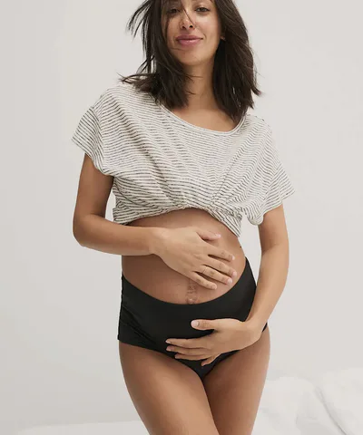 Bump City HATCH: The Everyday Maternity Linen Tee (White/Black Stripe)
