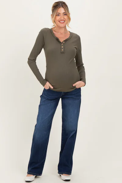 PinkBlush Navy Dark Wash Boyfriend Fit Maternity Jeans