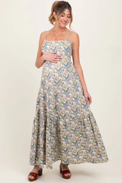 PinkBlush White Floral Tie Back Cutout Maternity Maxi Dress