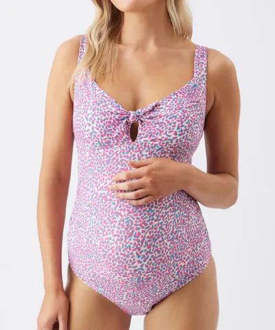 Bump City The Skipper Tie Front One Piece (Pink + Blue)