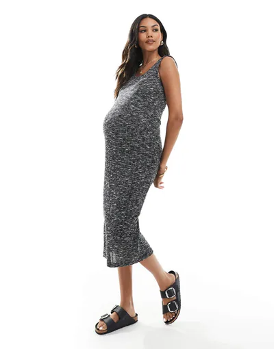 ASOS Mamalicious Maternity ribbed knit tank dress in gray melange