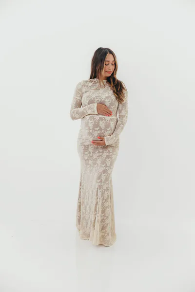 Worth Collective Seraphine Lace Maxi Dress in Cream - Inclusive Sizing & Bump Friendly (Size Up for Bump)