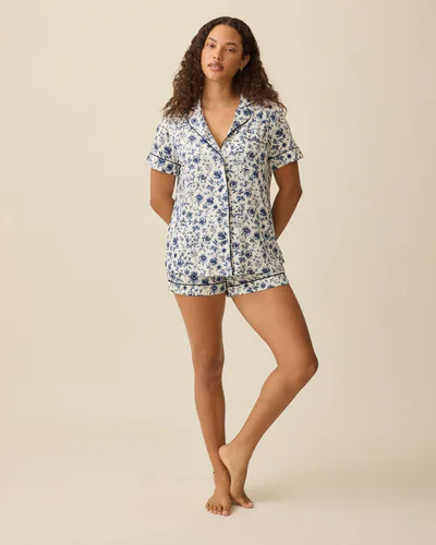 Kindred Bravely Clea Bamboo Short Sleeve Pajama Set | Navy Toile