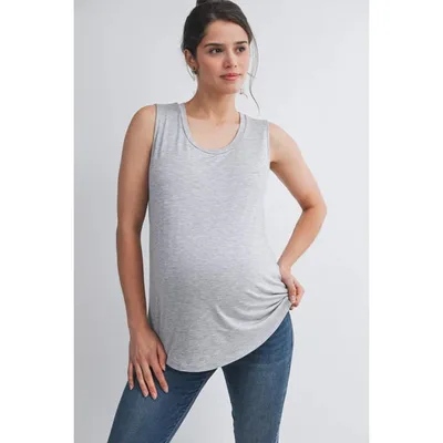 Target Hello Miz Women's Casual Scoop Neck Sleeveless Maternity Nursing Tank Top - Heather Grey - Small
