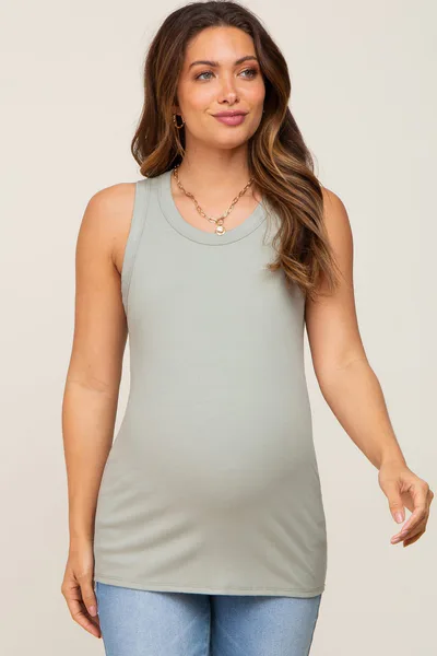 PinkBlush Sage Sleeveless Ribbed Maternity Top