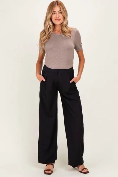 PinkBlush Black Smocked Waist Maternity Trousers