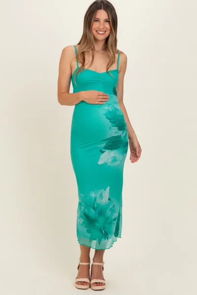 PinkBlush Jade Floral Cutout Maternity Midi Dress