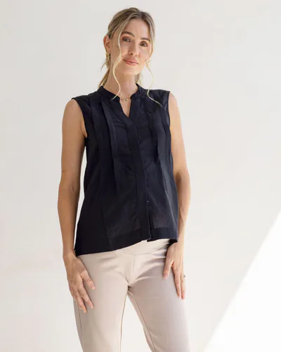 Angel Maternity Debbie Maternity Button Shirt in Black