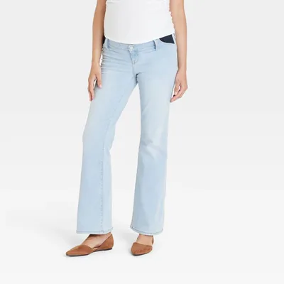 Target Under Belly High-Rise Denim Flare Maternity Pants - Isabel Maternity by Ingrid & Isabel™ Light Blue 8: Power Stretch, Faux Pocket
