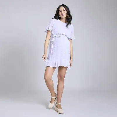Kohl's Maternity Motherhood® Short Sleeve Belted Tiered Dress