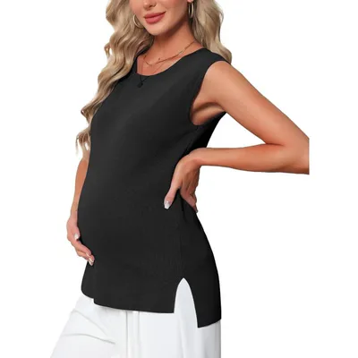 Target INSPIRE CHIC Women's Maternity Spring Top Short Sleeve Pullover Tops Basic Ribbed Knit Slim Fitted Casual Shirts 2026 Large Black