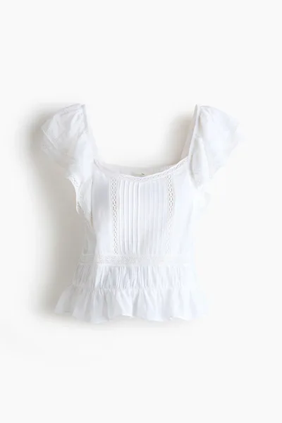H&M MAMA Lace-trimmed Nursing Blouse