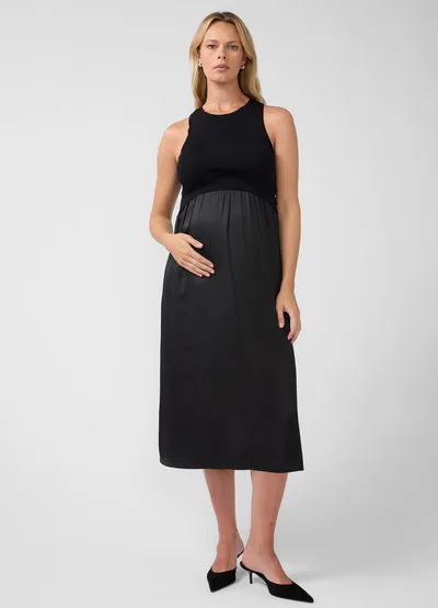 Ingrid & Isabel Sleeveless Mix Media Maternity Midi Dress