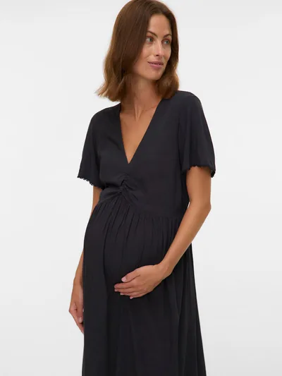 For The Creators Black Maternity Midi Dress