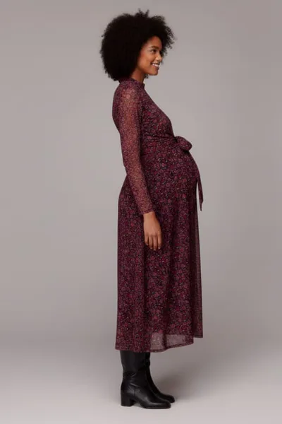 For The Creators Outlined Floral Tie Mesh Dress