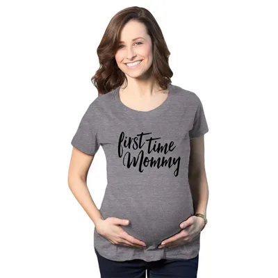 Target Maternity First Time Mommy Pregnancy T shirt Cute Belly Bump Tee Mother to Be - Crazy Dog Maternity T Shirt Gift for Mom Dark Grey S