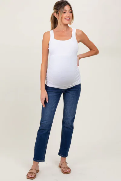 PinkBlush Navy Blue Dark Wash Slim Straight Maternity Jeans