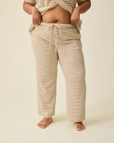 Kindred Bravely Luxe Terry Maternity & Postpartum Pant | Ivory & Chocolate Stripe